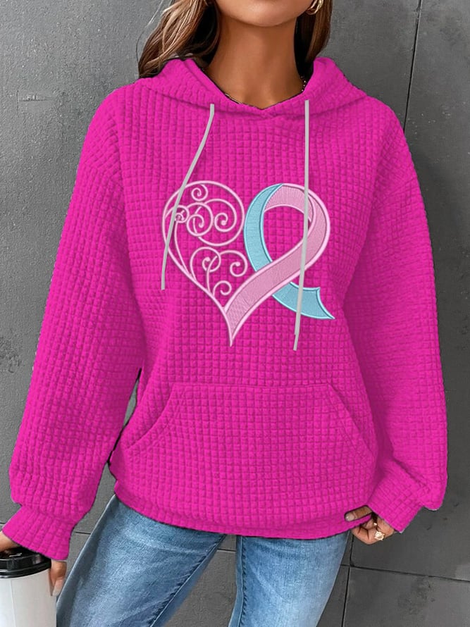 Women's Pink Heart Print Hoodie