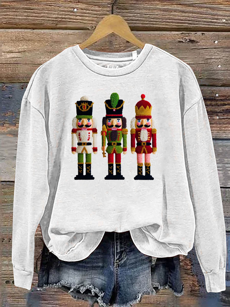 Women's Christmas Nutcracker 3D Knitting Crochet Pattern Neck Sweatshirt