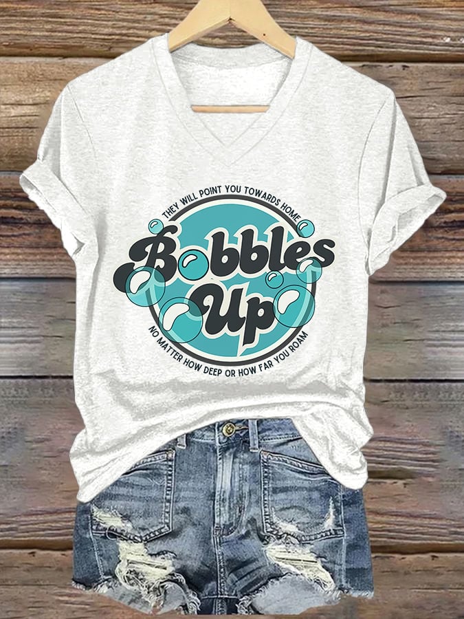 V-Neck Retro They Will Point You Towards Home No Matter How Deep Or How Far You Roam Print T-Shirt