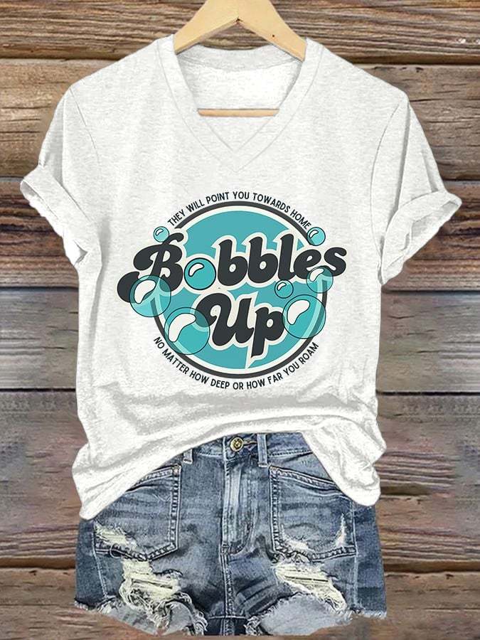 V-Neck Retro They Will Point You Towards Home No Matter How Deep Or How Far You Roam Print T-Shirt