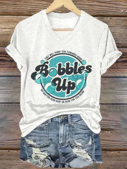 V-Neck Retro They Will Point You Towards Home No Matter How Deep Or How Far You Roam Print T-Shirt