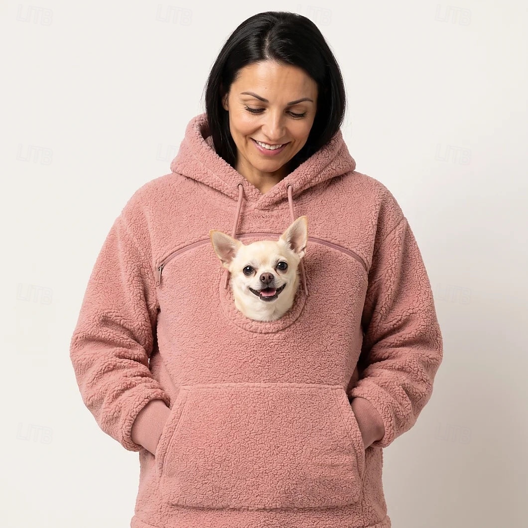 Christmas Bonding Pouch Hoodie Pet Lover Gifts Small Pet Carrier Cat Dog Cute Fleece Cozy for Women