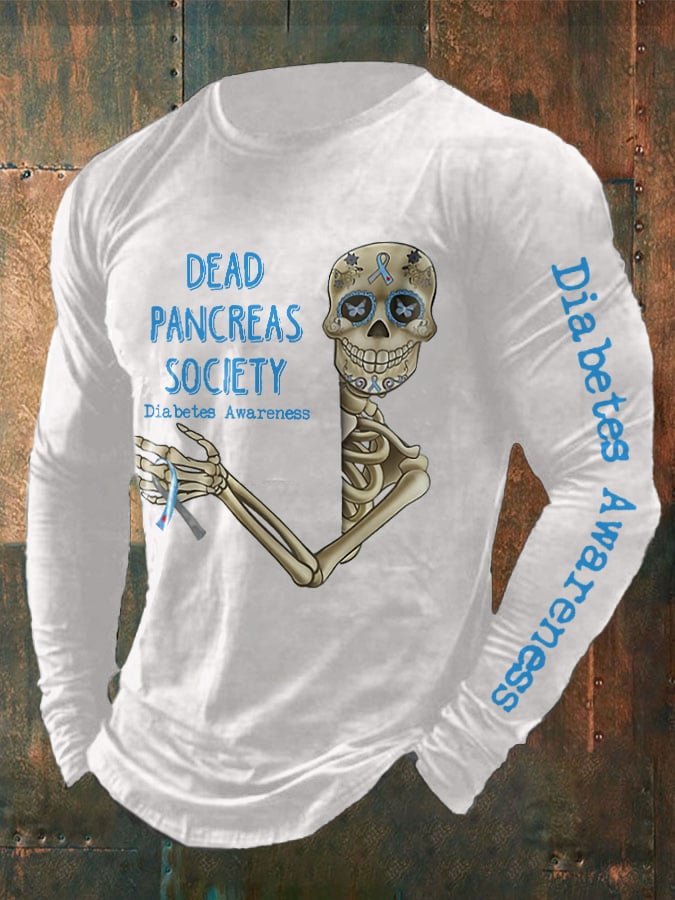 Men's Retro Diabetes Awareness Dead Pancreas Society Print T-Shirt
