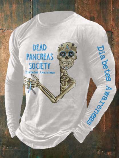 Men's Retro Diabetes Awareness Dead Pancreas Society Print T-Shirt
