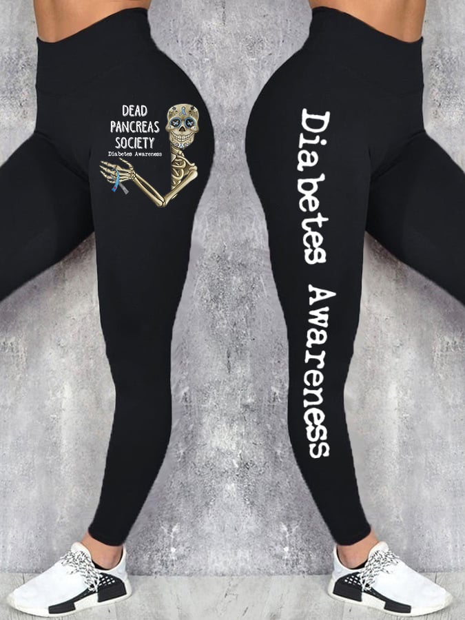 Retro Diabetes Awareness Dead Pancreas Society Printed Leggings