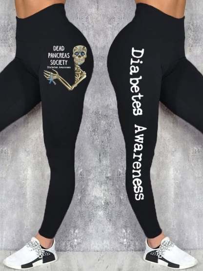 Retro Diabetes Awareness Dead Pancreas Society Printed Leggings