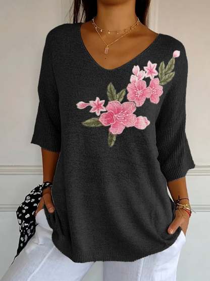 Women's Retro Floral Pink Print Shirt