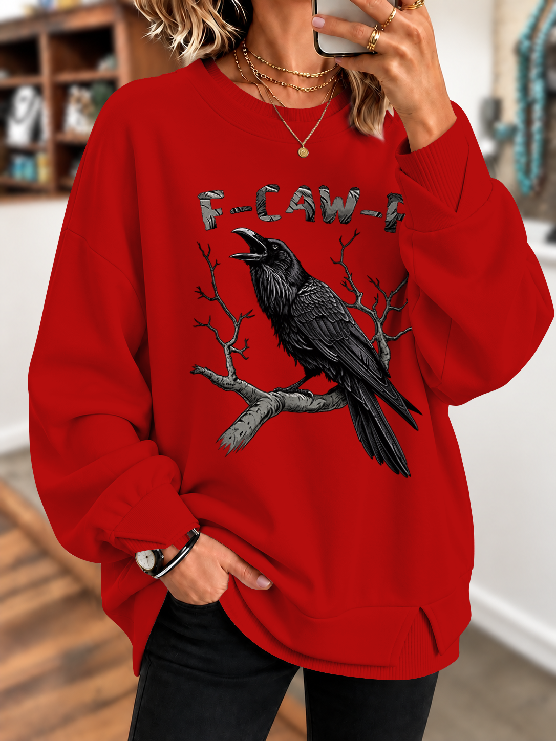 F-Caw-F Crow Pinted Sweatshirt