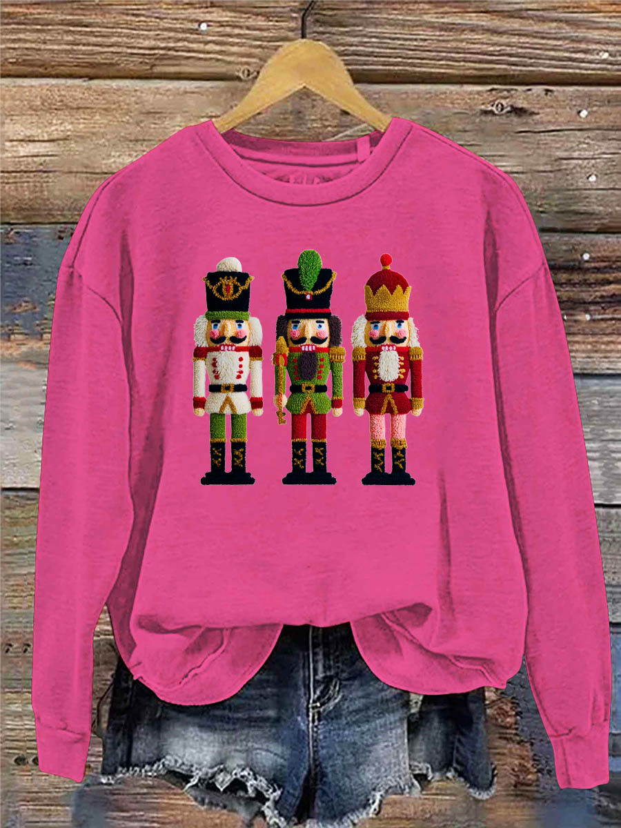 Women's Christmas Nutcracker 3D Knitting Crochet Pattern Neck Sweatshirt
