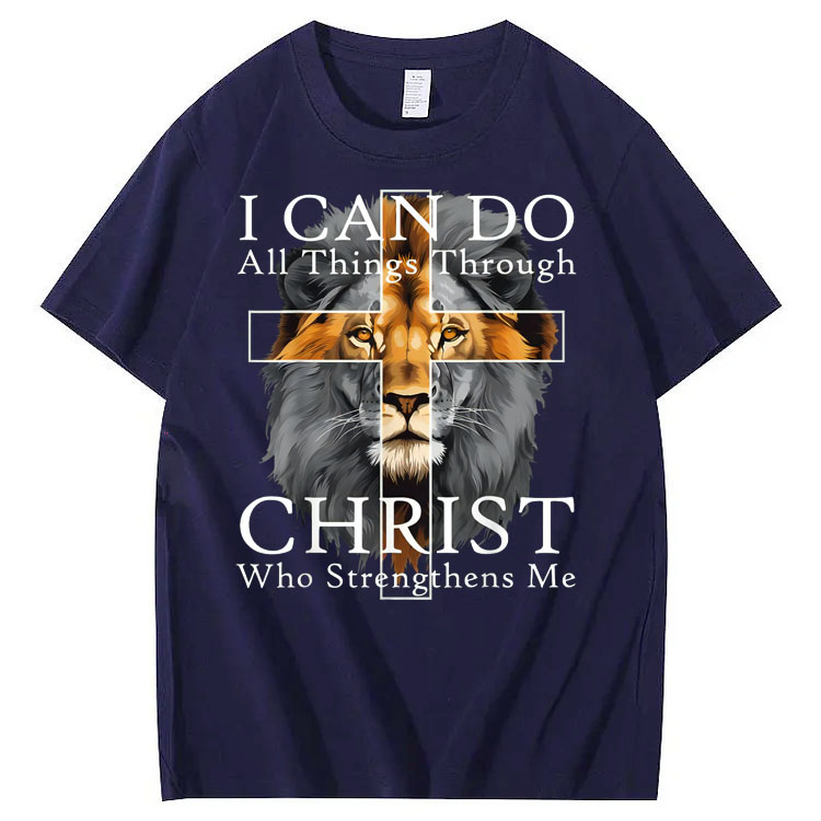 I Can Do All Things Through Christ Who Strengthens Me Pattern Print T-Shirt