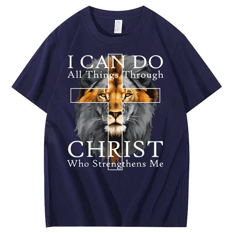 I Can Do All Things Through Christ Who Strengthens Me Pattern Print T-Shirt