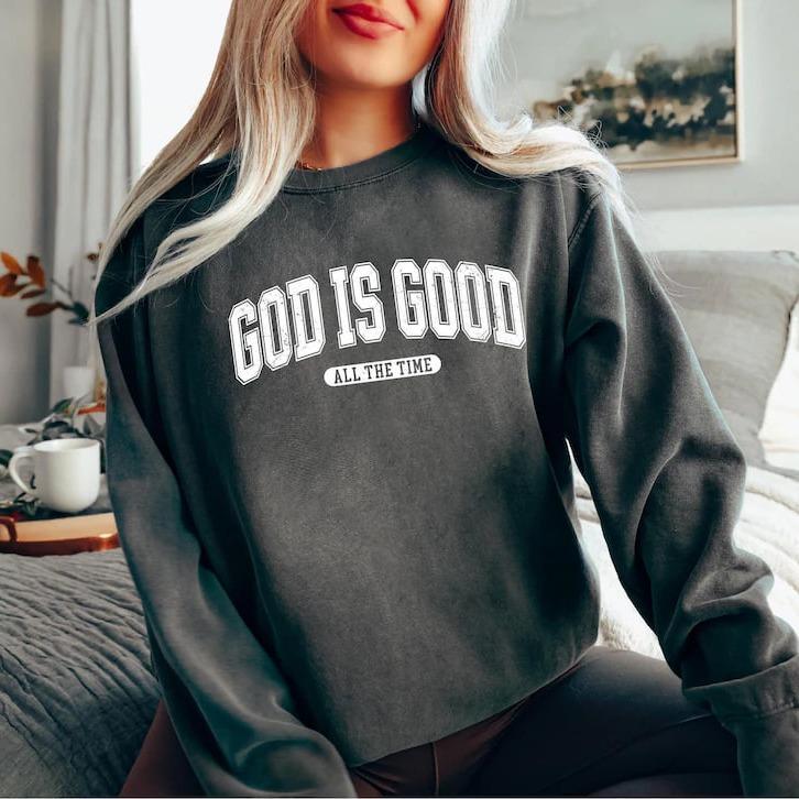 Retro Christian God Is Good All The Time Fleece Sweatshirt
