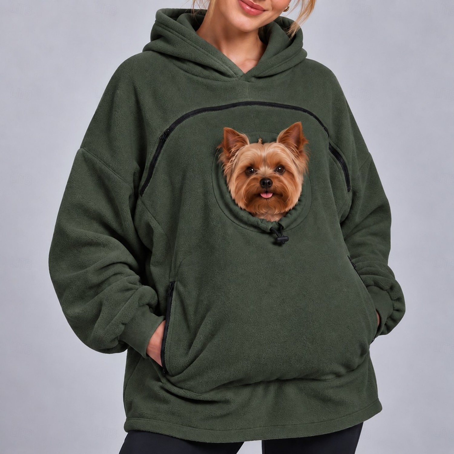 Bonding Pouch Hoodie Pet Lover Gifts Small Pet Carrier Cat Dog Cute Fleece Cozy Pocket for Women