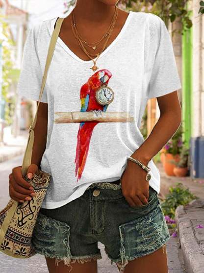 Women's 5 O'clock Parrot Print T-Shirt