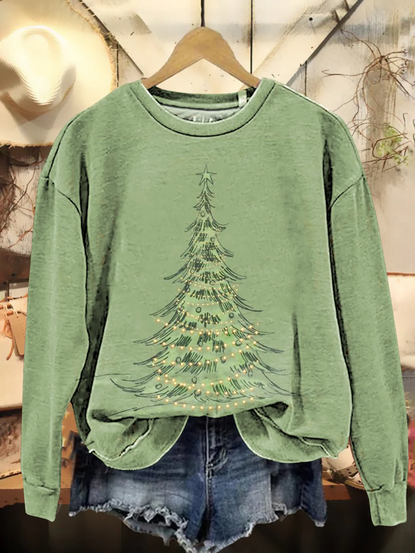 Christmas Tree Print Casual Sweatshirt