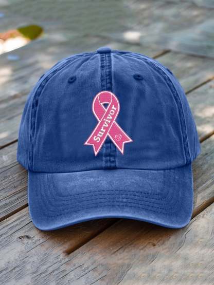 ❤️ Fight BC ❤️Unisex Distressed Washed Breast Cancer Print Hat