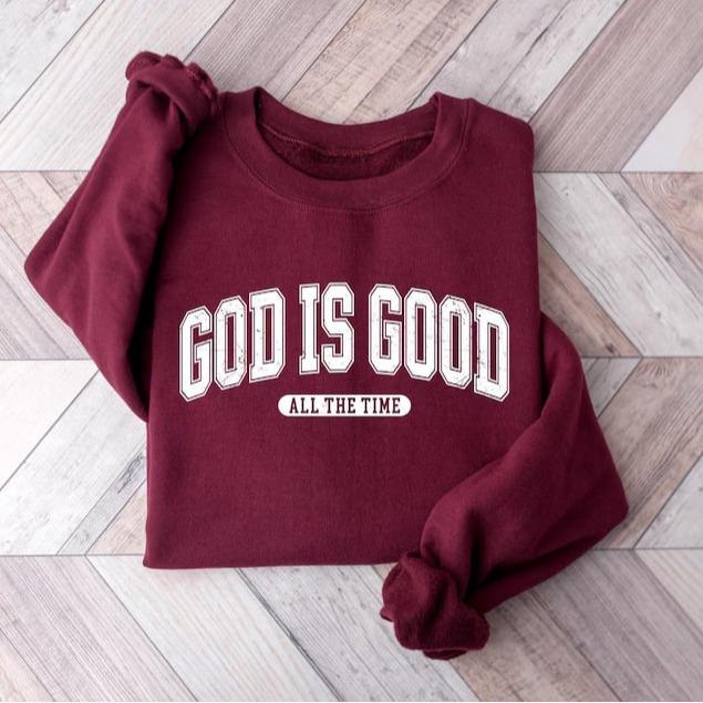 Retro Christian God Is Good All The Time Fleece Sweatshirt