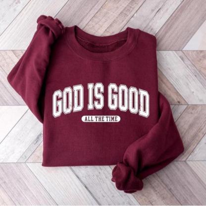 Retro Christian God Is Good All The Time Fleece Sweatshirt