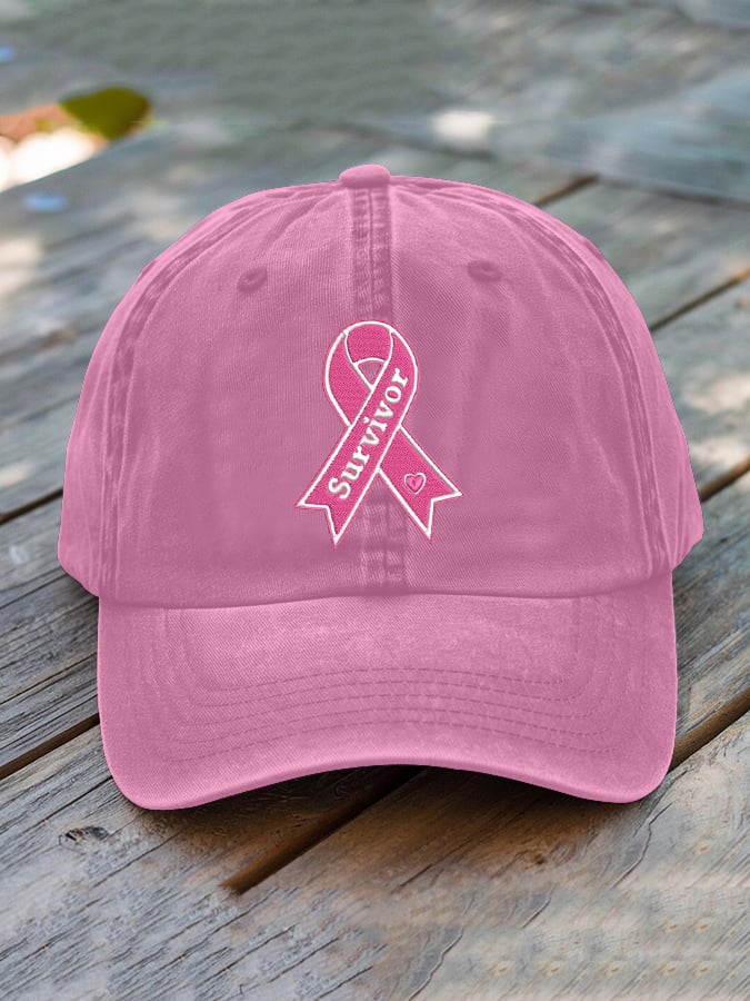❤️ Fight BC ❤️Unisex Distressed Washed Breast Cancer Print Hat