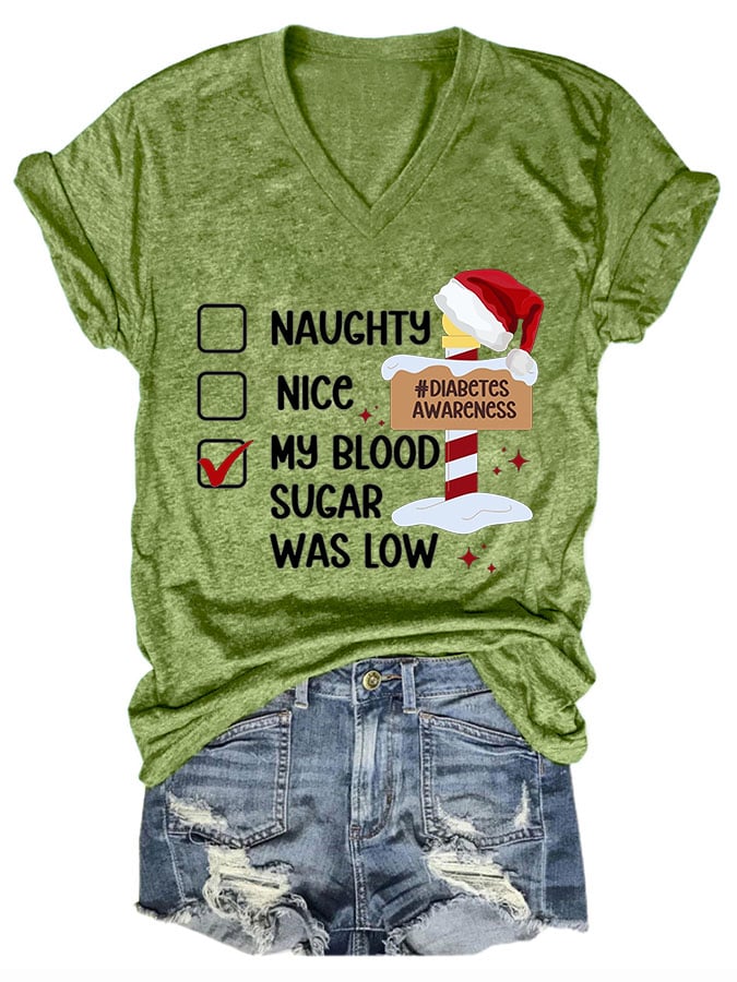 Women's Casual Diabetes Awareness Printed Short Sleeve T-Shirt