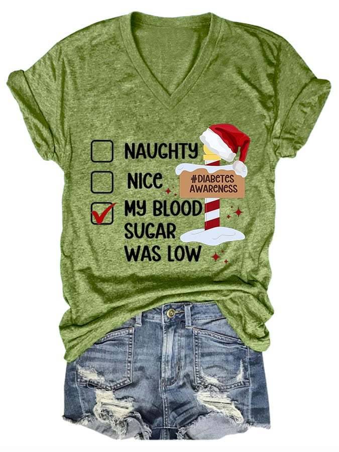 Women's Casual Diabetes Awareness Printed Short Sleeve T-Shirt