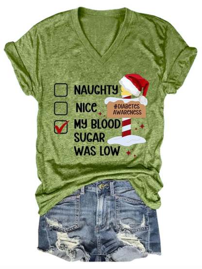 Women's Casual Diabetes Awareness Printed Short Sleeve T-Shirt