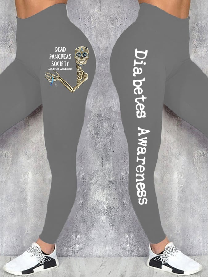 Retro Diabetes Awareness Dead Pancreas Society Printed Leggings