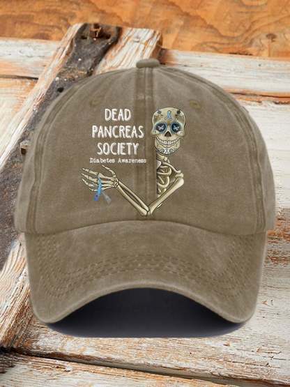 Retro Diabetes Awareness Dead Pancreas Society Print Baseball Cap