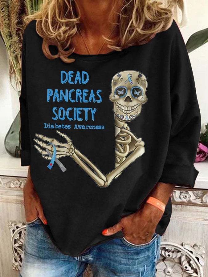 Women'S Dead Pancreas Society Diabetes Awareness Print Sweatshirt