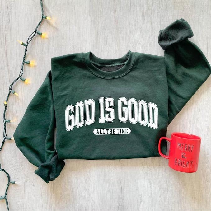 Retro Christian God Is Good All The Time Fleece Sweatshirt