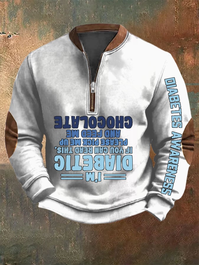 Men'S Retro Funny Diabetic Upside Down Diabetics Diabetes Awareness Printed Sweatshirt