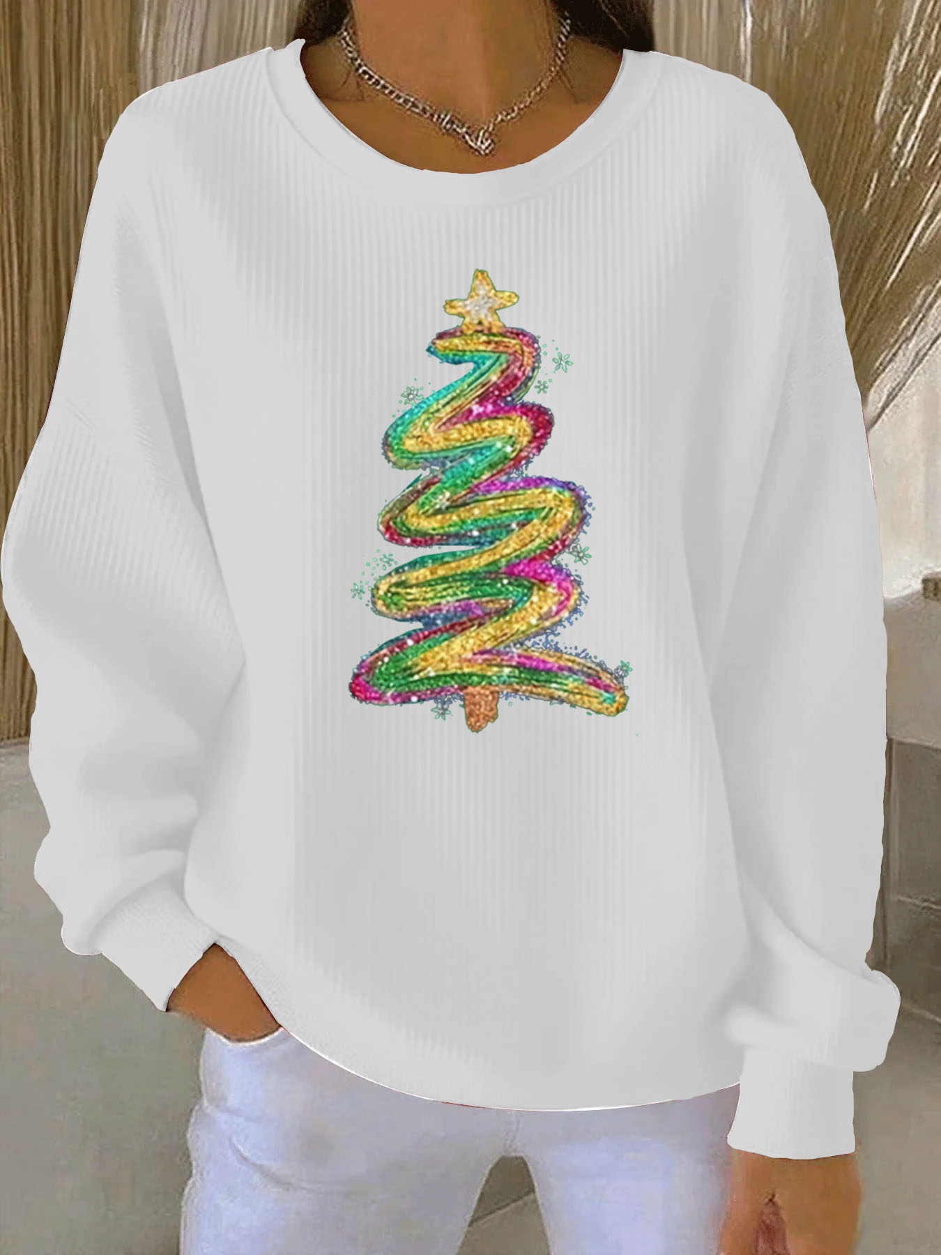 Women's Christmas Tree Pattern  Sweatshirt