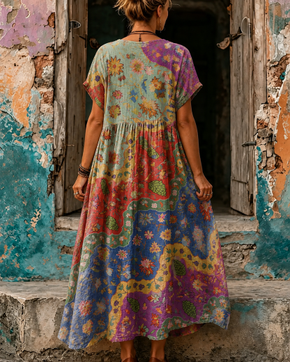 Women's Vintage Vacation Print Dress