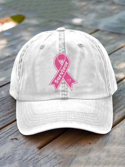 ❤️ Fight BC ❤️Unisex Distressed Washed Breast Cancer Print Hat