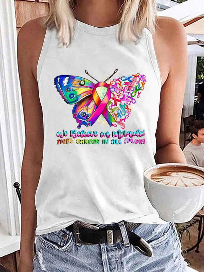 Women's We believe in miracles fight Cancer in all colors Print Tank Top