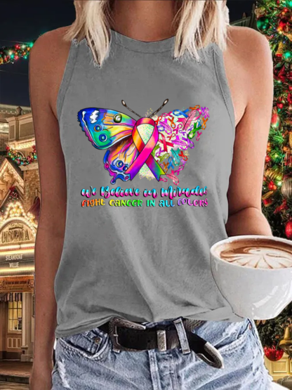 Women's We believe in miracles fight Cancer in all colors Print Tank Top