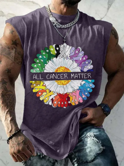 Men's Casual All Cancer Matter Shirt Printed Tank Top