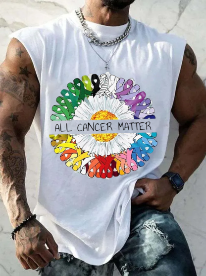 Men's Casual All Cancer Matter Shirt Printed Tank Top