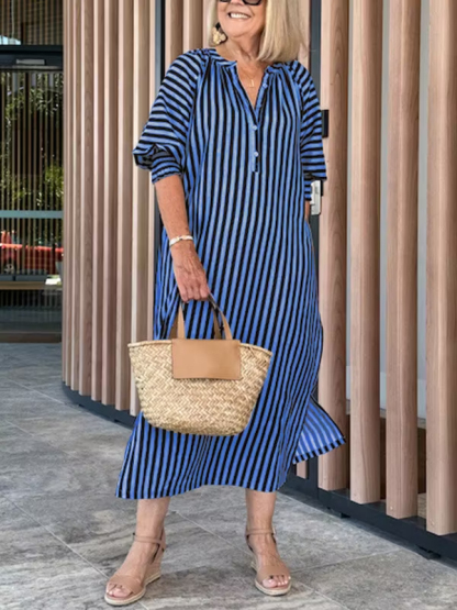 Striped Buttoned Vacation Casual Dress