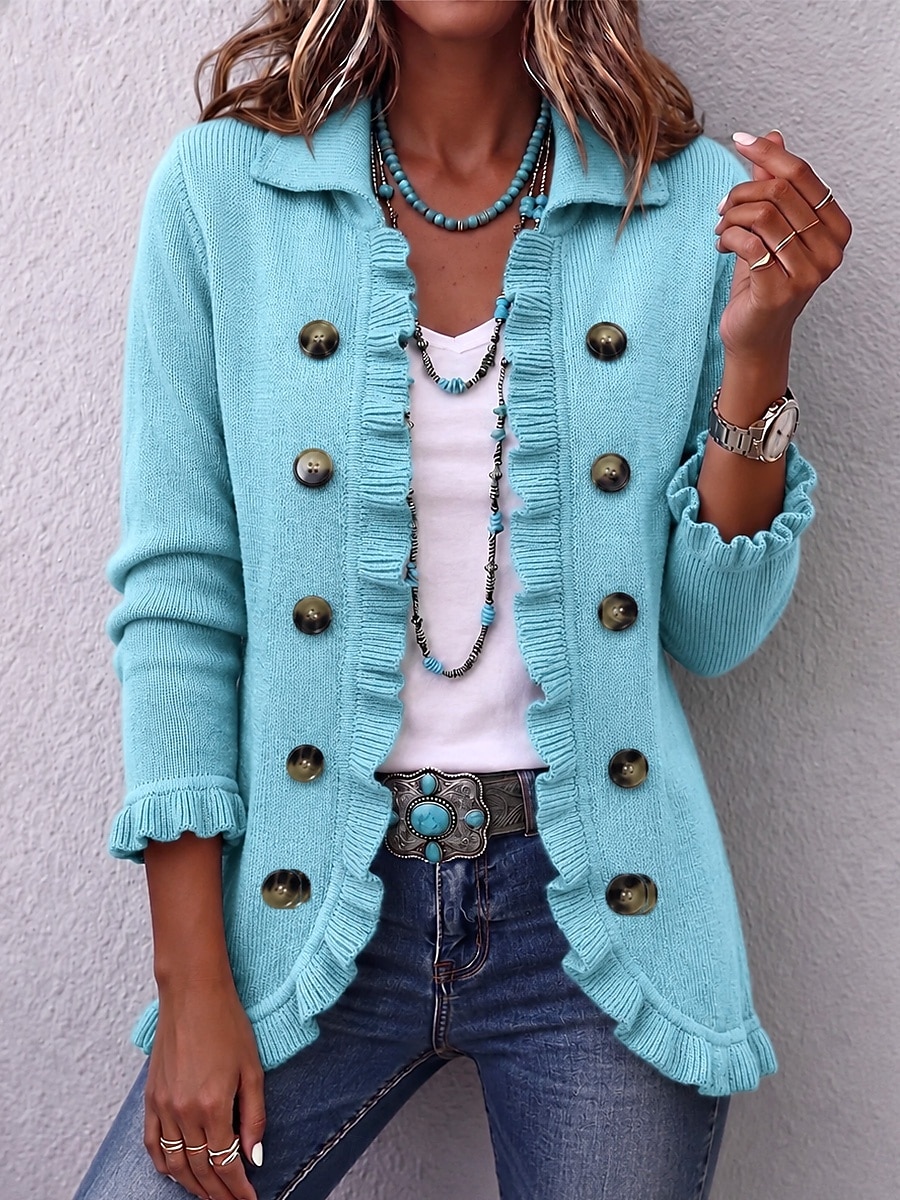 Women's Cardigan Fashion Daily Casual Ribbed Cardigan