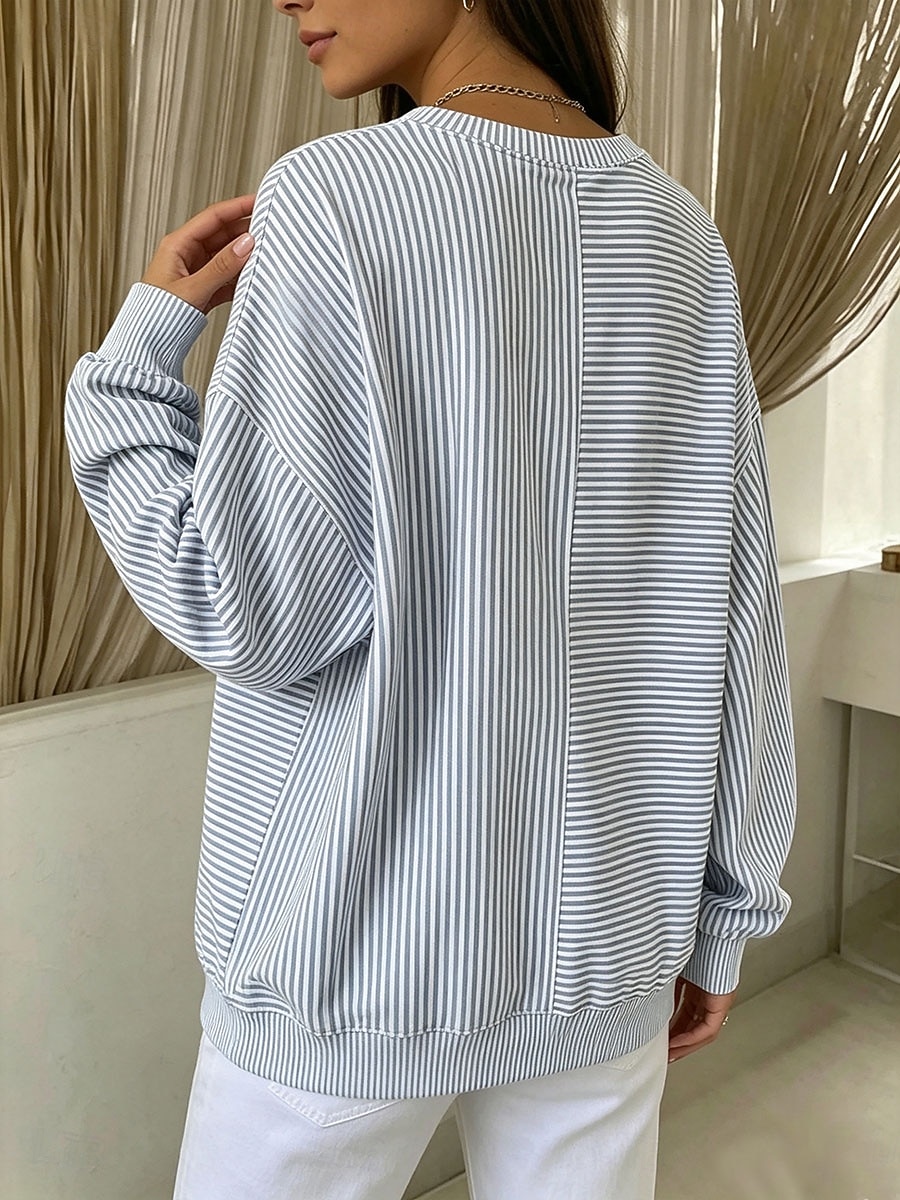 Women's Pullover Sweatshirt Print Graphic Striped Casual Long Sleeve Crew Neck Regular Tops