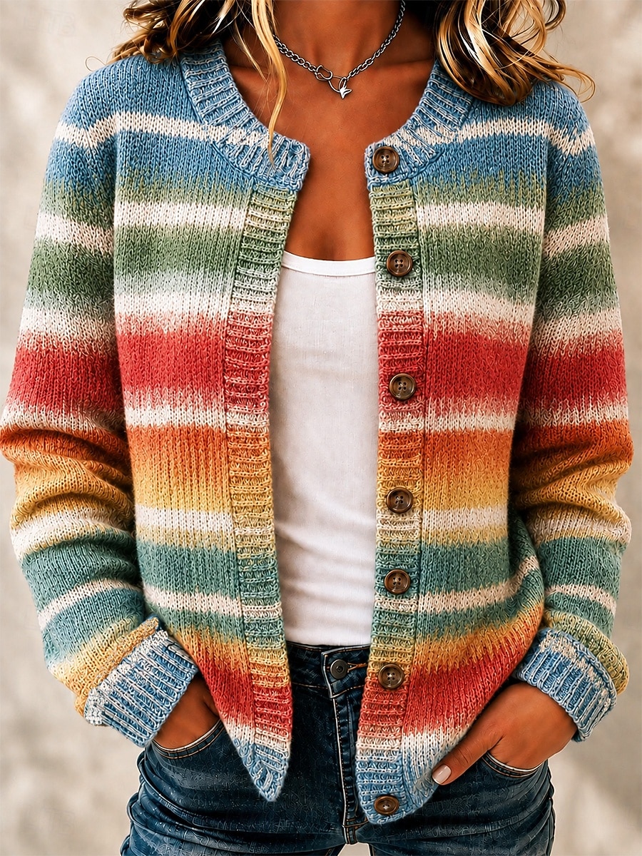 Women's Sweater Fashion Daily Casual Floral Graphic Geometric Cardigan