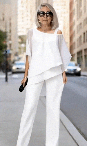 Women's Irregular Blouse + Linen Trousers Summer Women's Two-Piece Set