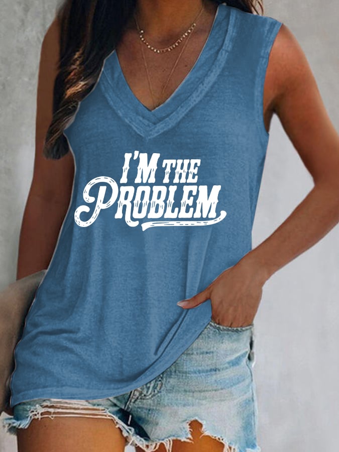 Women's I'M The Problem Western Country Music Print Casual Vest