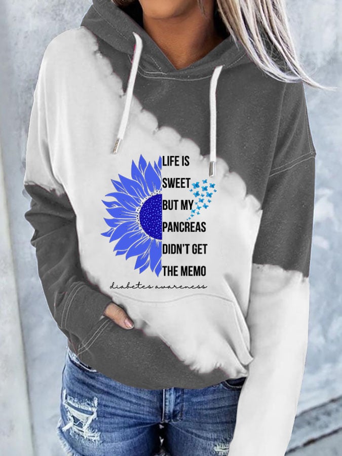 Women's Life Is Sweet But My Pancreas Didn't Get The Memo Print Hoodie