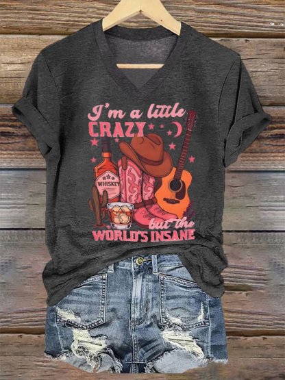 Women's I'm A Little Crazy Printed Short-Sleeved T-Shirt