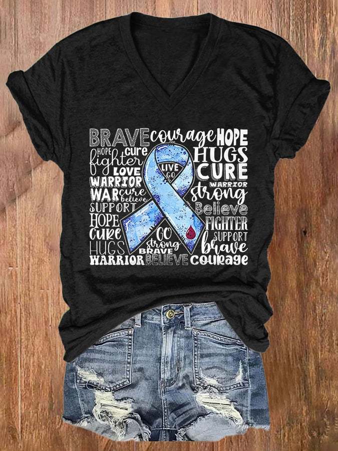 Women's Casual Diabetes Awareness Printed Short Sleeve T-Shirt