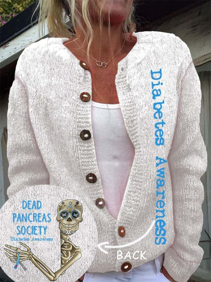 Women'S Retro Dead Pancreas Society Diabetes Awareness Comfort Knitted Cardigan