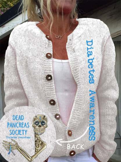 Women'S Retro Dead Pancreas Society Diabetes Awareness Comfort Knitted Cardigan