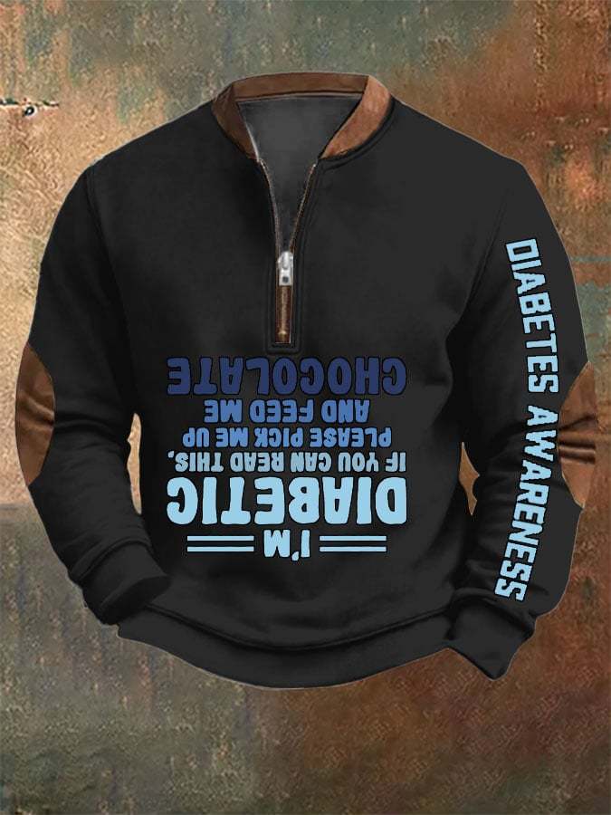 Men'S Retro Funny Diabetic Upside Down Diabetics Diabetes Awareness Printed Sweatshirt